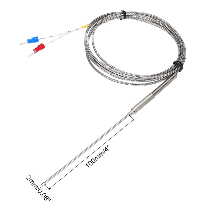 [Australia - AusPower] - MECCANIXITY E Type Thermocouple Temperature Sensor Probe 2x100mm 6.6ft Wire 0 to 800°C(32 to 1472°F) Stainless Steel 