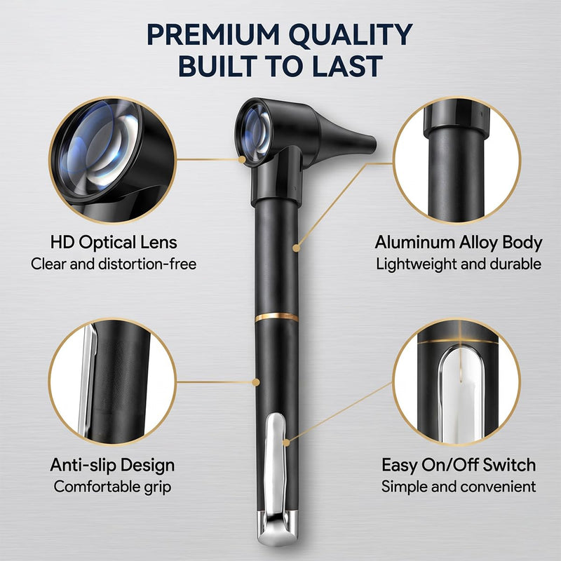 Zolara Mini Otoscope, Otoscope with Light, Portable Ear Care with 5 Otoscope Covers, Stylo Otoscope, for L'examen de L'oreille