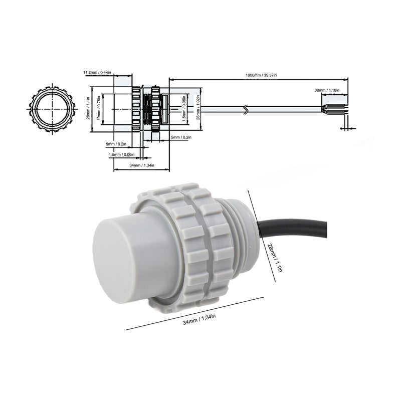 [Australia - AusPower] - Ultrasonic Distance Sensor Module, DC5-24V, 3 Meter Range, UART Controlled Underwater Measuring Transducer, 14ms Response Time 