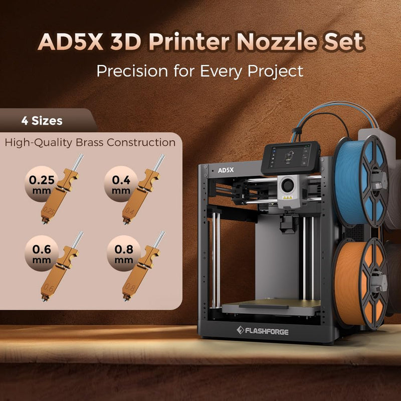 FLASHFORGE AD5X 3D Printer 0.8mm Nozzle Assembly, 30S Quick-Detachable Nozzle,Max 300℃ High Temperature & High Flow 32mm³/s Nozzle for AD5X 3D Printers 0.8mm for AD5X
