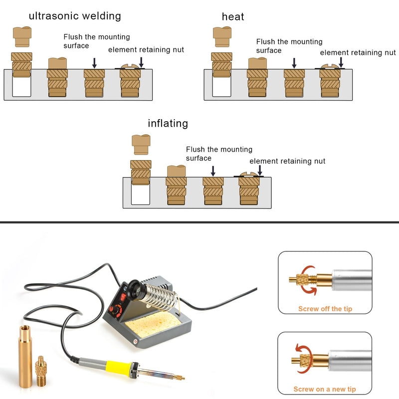 [Australia - AusPower] - 120pcs 3D Printing Brass Nuts, M3x4x5mm Threaded Inserts Heat Set Insert Tip for M3 & 1 Welding Adapter Heat Embedment Nut Printing Accessories Compatible with Weller SP40NUS and T18 Irons Medium 