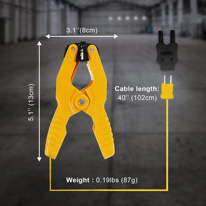 [Australia - AusPower] - HVAC Temperature Clamp with Banana Plug Adapter, K-Type Thermocouple Clamp Pipe Temperature Clamp for HVAC/Multimeter, Temperature Sensor Probes Measures -40~392℉(-40~200℃) 
