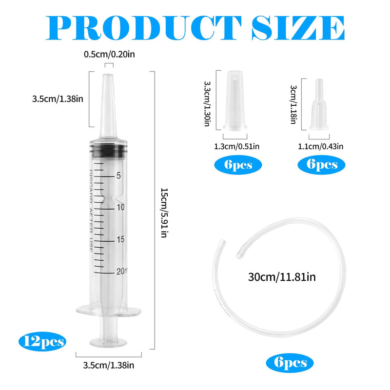 20 ml Large Capacity Syringe, Reusable Liquid Plastic Syringe with Tube for Liquids, Oil or Glue Applicator, Pet Feeding, Plant irrigation Labor&Science Use | Wiederverwendbare, Inkl.6x30cm Transparenzschlauch & Adapter für Labor, Industrie, Fabriken, ...