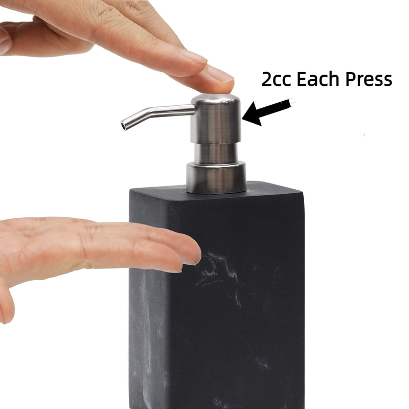 15Oz Marble Style Resin Soap Dispenser Set,2pcs Hand and Dish Soap Dispenser for Bathroom Countertop or Kitchen Sink,Refillable Decorative Liquid Soap Dispenser with Easy-Press Pump,White&Black
