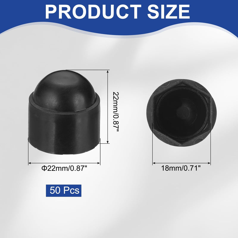 [Australia - AusPower] - PATIKIL 50 Pcs Hex Nut Cover, M12x18x22mm Nylon Screws Bolt Covers Caps Dome Acorn Hex Head Bolt Protection Cap for Screws Nut, Black Green 