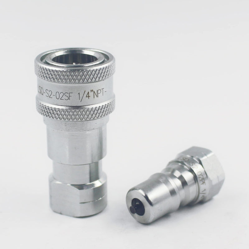 [Australia - AusPower] - LSQ 1/4'' NPT Kubota 7J612-66323 K2581-66220 Replacement Quick Disconnect Hydraulic Quick Connect Couplers/Coupling Set w/Dust Caps ISO7241-B 1/4'' NPT 