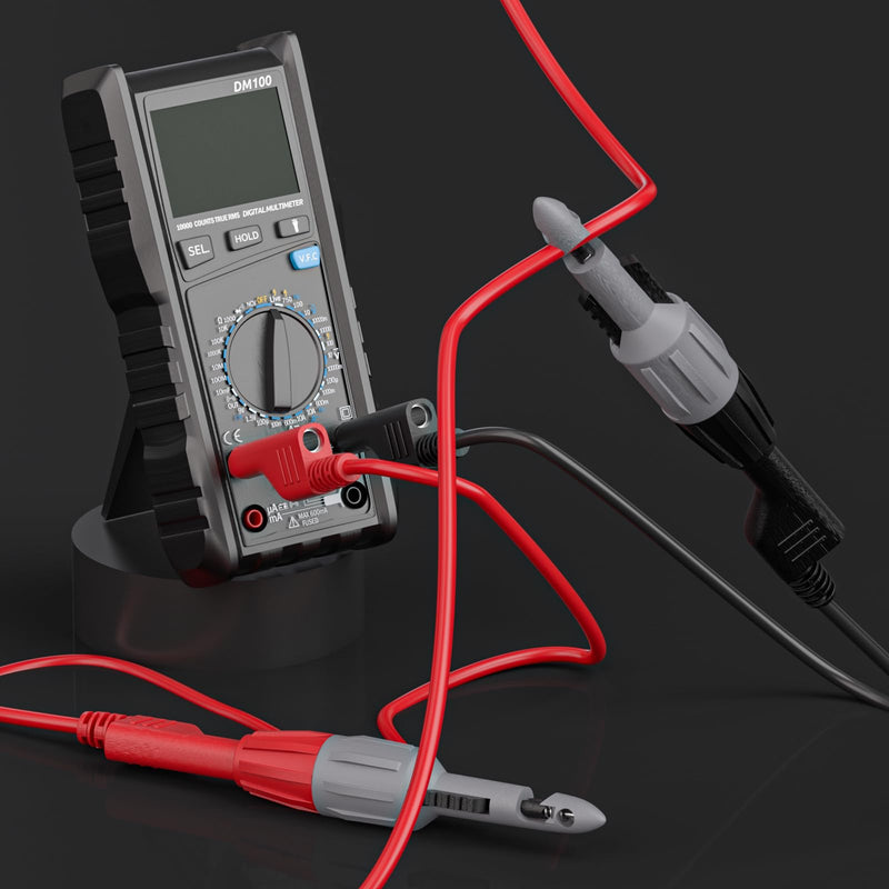 [Australia - AusPower] - Cleqee 2 Piece Heavy Duty Wire Probe Insulation Terminal Set with 4 mm Socket for Multimeter Voltmeter Electrical Testing Red & Black 4mm Stecker 