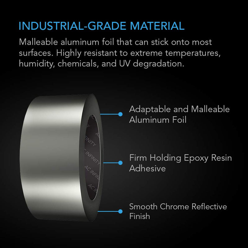 AC Infinity Aluminum Duct Tape, Professional Grade Heavy-Duty HVAC Foil Tape for Sealing, Patching, Insulating or Repairing Ducting and Pipes, 50 Yards Metallic Silver