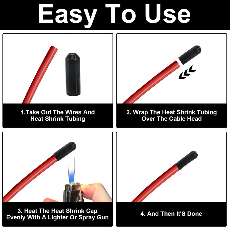 [Australia - AusPower] - Pack of 6 Heat Shrink Caps 15 x 45 mm Heat Shrink End Cap Heat Shrink Tube Caps Waterproof Electrical Wire Wrapping Plastic Caps for Pipes Pipe Cap for Insulating Cable Ends 