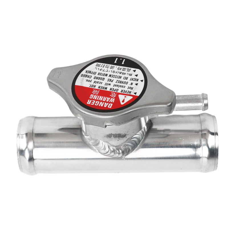 Dioche Radiator Filler Nozzle, Inline Radiator Hose Filler Neck with 16 PSI Closure, 32 mm (1-1/4 Inch) Outer Diameter, Polished Surface Made of T6061 Aluminum for Cars