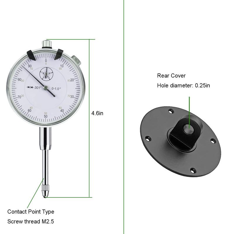 [Australia - AusPower] - Dial Indicator 0-1"/0.001" Dial Indicator with Case, Measuring Tool for Lathe, 3D Printing, Workshop, CNC Machine Tool, Table Saw Mechanical 