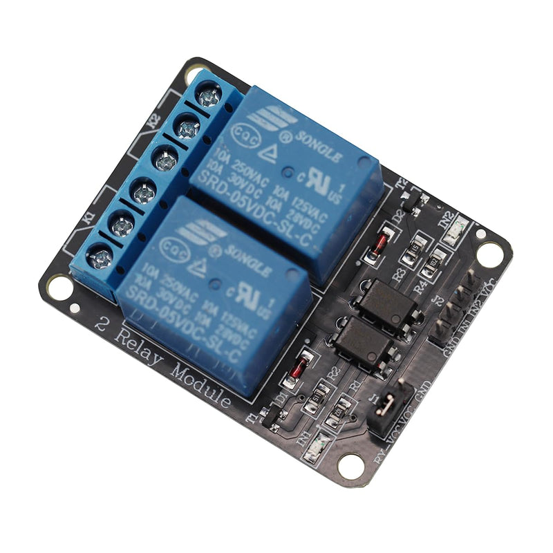 [Australia - AusPower] - Heevhas 2 Channel Relay Module with Optocoupler Low Level Trigger MCU Expansion Board 5V 10A for ARM PIC AVR (Pack of 2) 