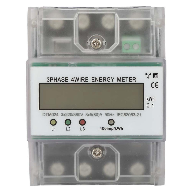[Australia - AusPower] - 3 Phase Power Meter, DTM024 Digital LCD Display Kilowatt Usage Meter, 220/380V 5-80A Digital Energy and Electricity Usage Monitor for Power Metering System 