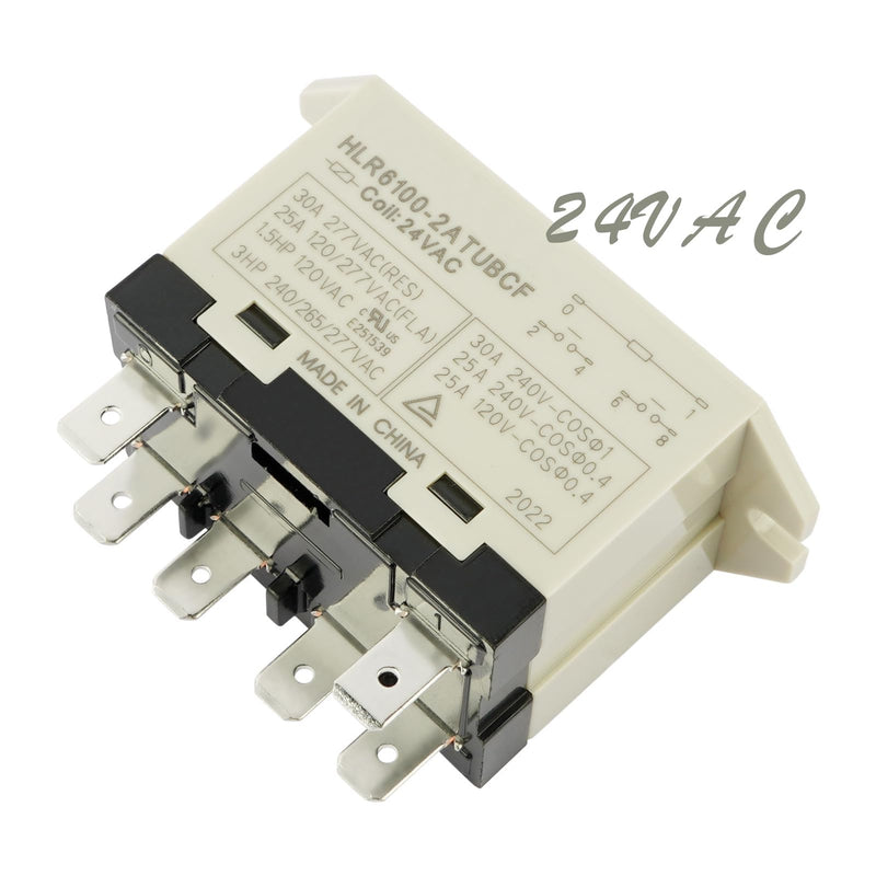 HLR6100-2ATUBCF 24VAC 6 Pin Electrical Relays with Quick Connect Terminal DPST-NO