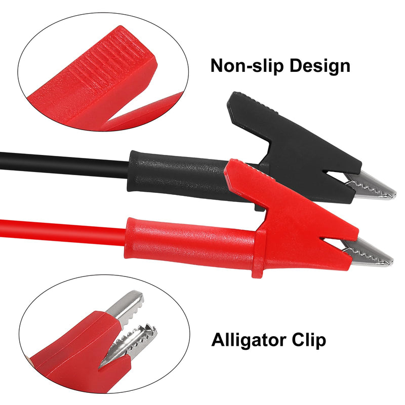 [Australia - AusPower] - 4PCS Alligator Clip Test Leads Banana Plug Right Angle to Alligator Clips Multimeter Test Leads 14 AWG Soft Test Cable Wires for Electrical Testing 3.3ft/1m 
