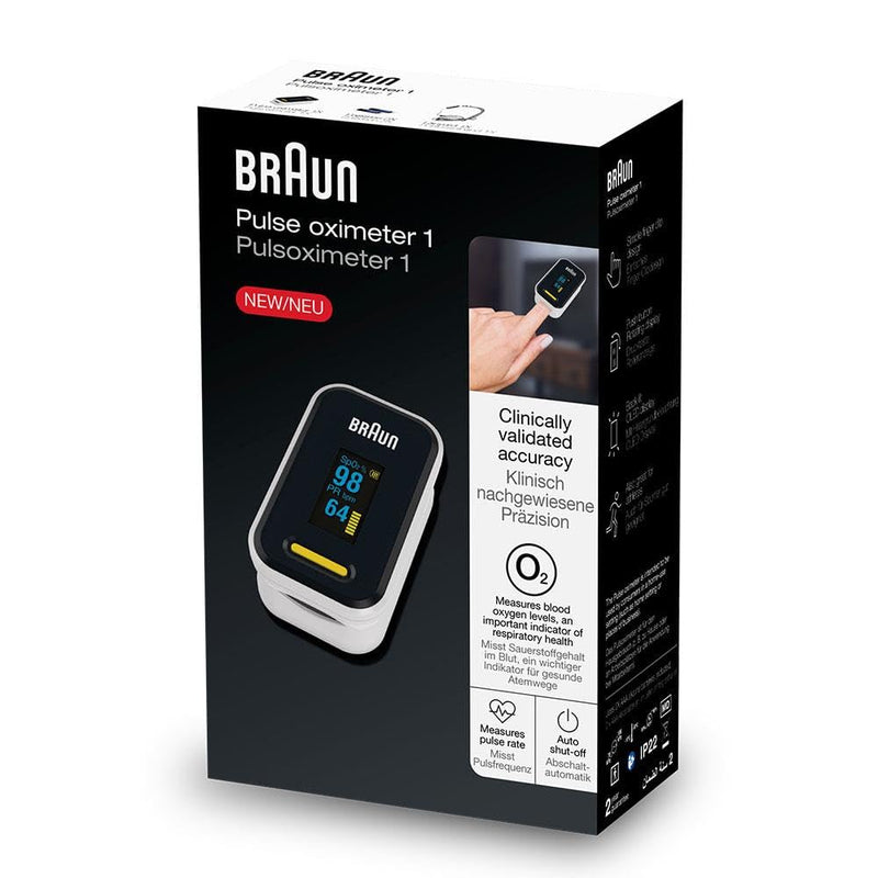 Braun Pulse Oximeter 1 | Precise Blood Oxygen Meter | Home Use | For Patients with COPD, Pneumonia, Sleep Apnea | Ideal for Athletes | YK-81CEU, Packaging Design May Vary