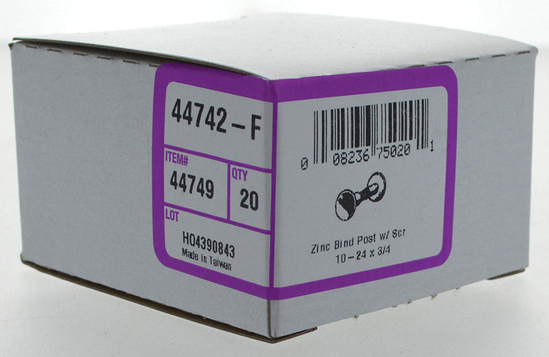 [Australia - AusPower] - Hillman 44749 10-24 x 3/4-Inch Steel Binding Posts with Steel Screw, 20-Pack, Zinc 
