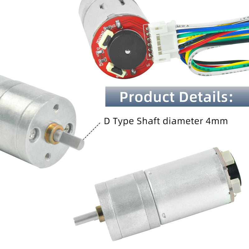 [Australia - AusPower] - 2Pcs Gear Motor with Encoder DC 12V 100RPM Gear Ratio 1:45 D Shaft Metal Encoder Gear Motor Silver for Smart car/Robot RC Model DIY Engine 