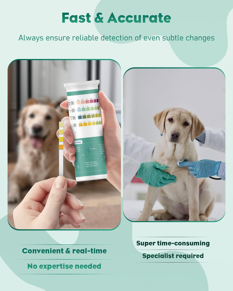[Australia - AusPower] - Pawfly Urine Test Strips, 100 Strips, Pet Urine Testing Strips for Ketone, Glucose, Specific Gravity & pH, Urinalysis Test Strips for Vets 4 in 1 