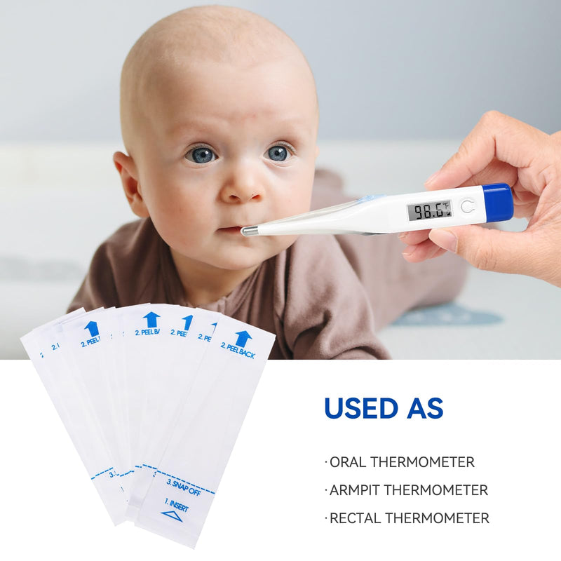 [Australia - AusPower] - [Value Bundle] Berrcom Digital Thermometer DT008 & Berrcom Disposable Digital Thermometers Probe Covers Set of 100 for Adults and Kids DT100TZ 