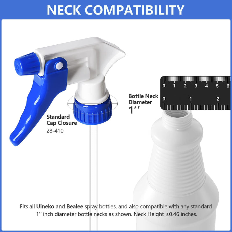 [Australia - AusPower] - 6 Pack Universal Spray Bottle Replacement Nozzle, Mist & Stream Trigger Sprayer for 16oz 24oz 32oz Bottles, Heavy Duty Mister Head Part w/ 10.2 Inch Tube for Cleaning Solutions, Car Detailing 6 Pack 