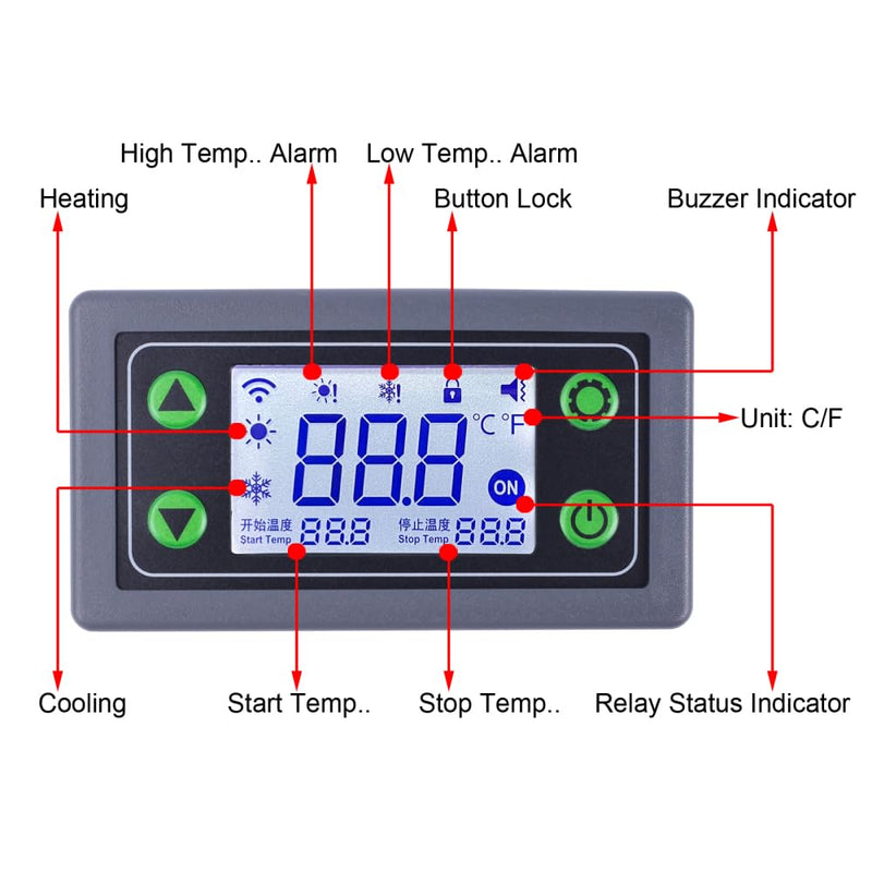 [Australia - AusPower] - XY-SA30 30A Electronic Thermostat Controller, AC 110V-220V NTC Digital Temperature Control Module, -40~166℉ Automatic Timed Heating/Cooling Temp Control Board 
