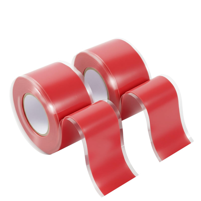 2-Pack Red Rubber Splicing Tape (20 Ft Total) - Self Fusing Emergency Repair Tape for Wiring & Marking - Non-Slip Silicone Grip for Handlebars - Easy-Peel Liner, 1 Inch x 10 Feet 2