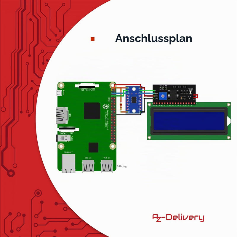 AZDelivery 3 x HD44780 16 x 2 LCD Module Display Bundle with I2C Interface 2 x 16 Characters Compatible with Arduino and Raspberry Pi Includes E-Book (with Blue Background and White Signs)