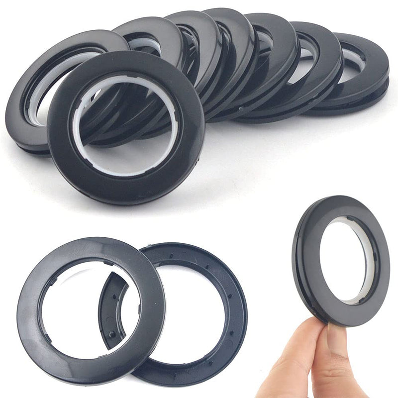 32 Pack Curtain Grommet, Inner Diameter 1-9/16"(40mm) Curtain Eyelet Rings Roman Ring Grommet Curtains Grommets kit for Casement Eyelet Tool Accessory (Black) Black