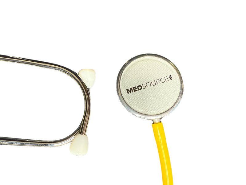 [Australia - AusPower] - Stethoscope – 22” Long Tubing, Lightweight Stethoscope with Aluminum Chestpiece – Single Head, Acoustic Sound Yellow Doctors, Nurses, Students, Medical and Home Use 1 
