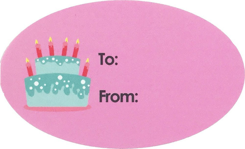 Happy Birthday Gift Tag Stickers for Presents 4 Different Designs 1.5 x 2.5 Inch 100 Adhesive Labels On A Roll