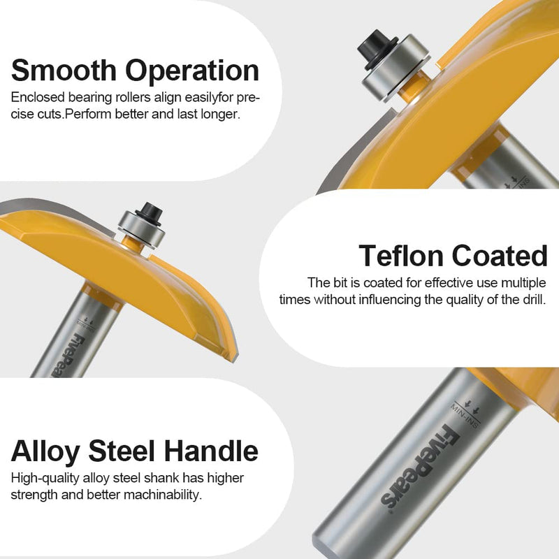 FivePears Cove Raised Panel Router Bit 1/2 inch Shank for Making Cabinet Door, 3-1/8-Inch Diameter, Used in Combination with Rail and Stile Router bit Cove - 3-1/8" Diameter - 1/2" Shank