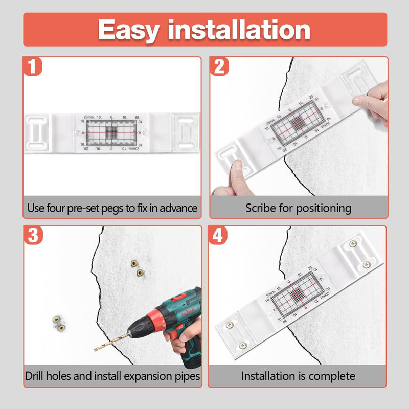 [Australia - AusPower] - Crack Monitor with 2 Pre-Set Pegs, Tell-Tale Wall Deformation Measurement & Recording Tool(5 pcs) 5 