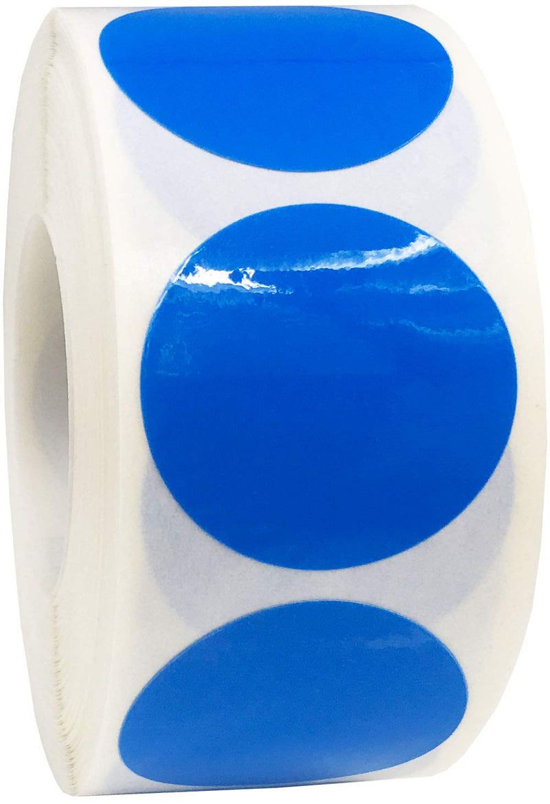 Laminated Blue Color Coding Labels for Organizing Inventory 1 Inch Round Circle Dots 500 Total Adhesive Stickers On A Roll