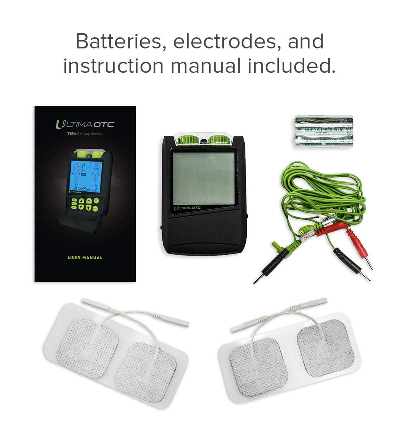 Ultima OTC TENS Massager - Electric Muscle Contraction Stimulator for Pain Relief - Electrical Nerve Stimulation Massage Unit and Pain Therapy Device (Black) Black