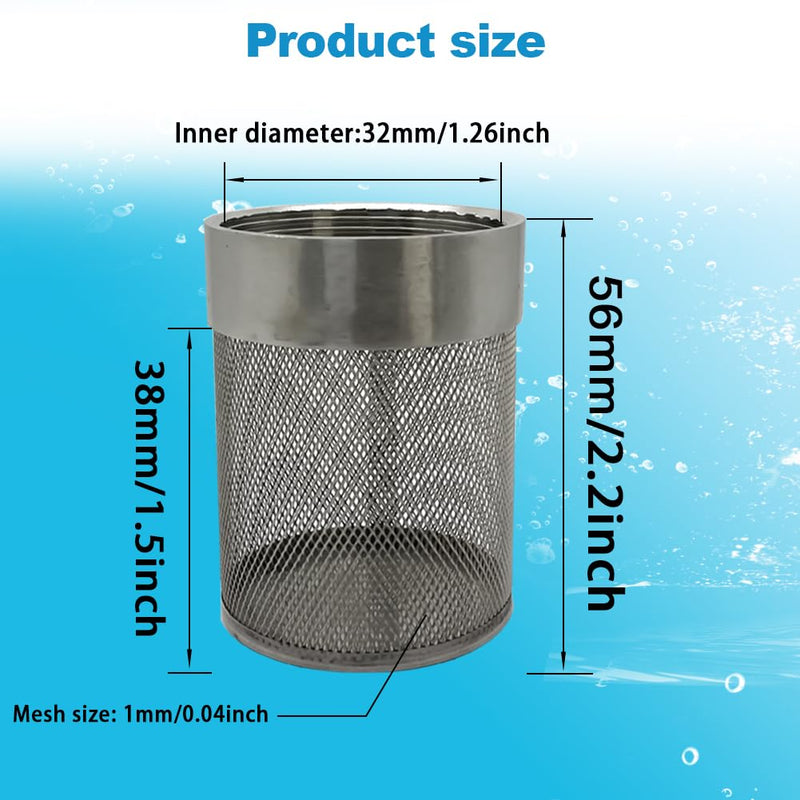 [Australia - AusPower] - 1inch 304 stainless steel filter head with internal thread diameter of 32mm connected to DN25 1" water pipe filter Used to Remove Debris and Reduce Solid Entry（1pcs） 
