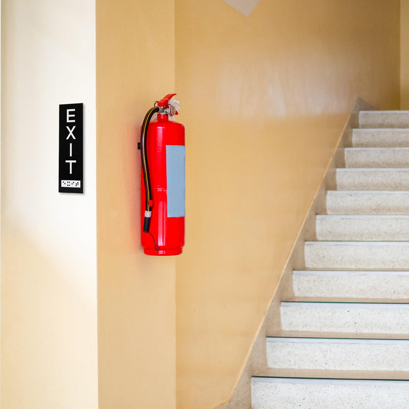 [Australia - AusPower] - 4pcs Vertical Exit Sign with Braille, 7x2 Inch Acrylic Exit Signs for Business Ada with Mounting Adhesive Strip Raised Letters ADA Exit Sign for Indoor Outdoor Use 