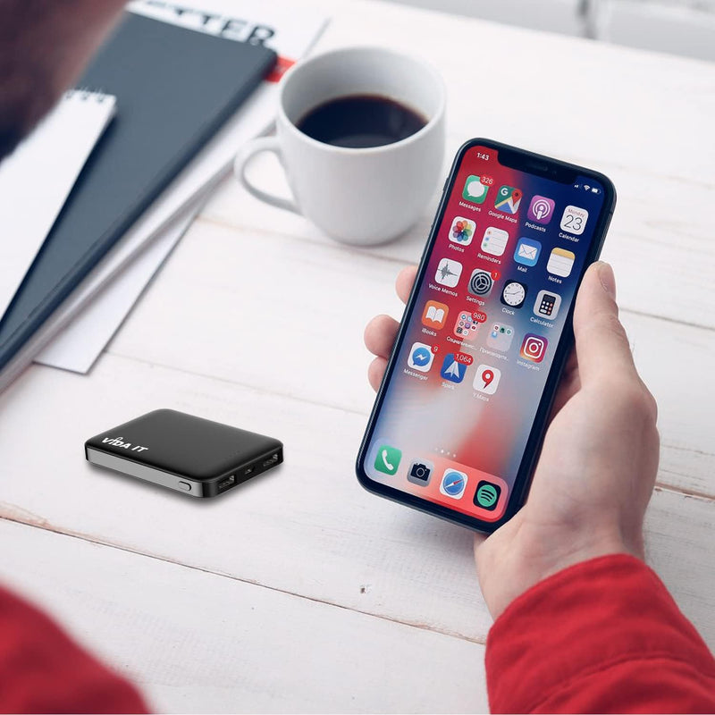 [Australia - AusPower] - Small Portable Charger, Metecsmart Small Power Bank 5V 2A 5000mAh USB External Backup Lightweight Travel Thin Ultra Slim Tiny Mobile Rechargeable Battery Pack for Cell Phones iPhones Samsung Android 