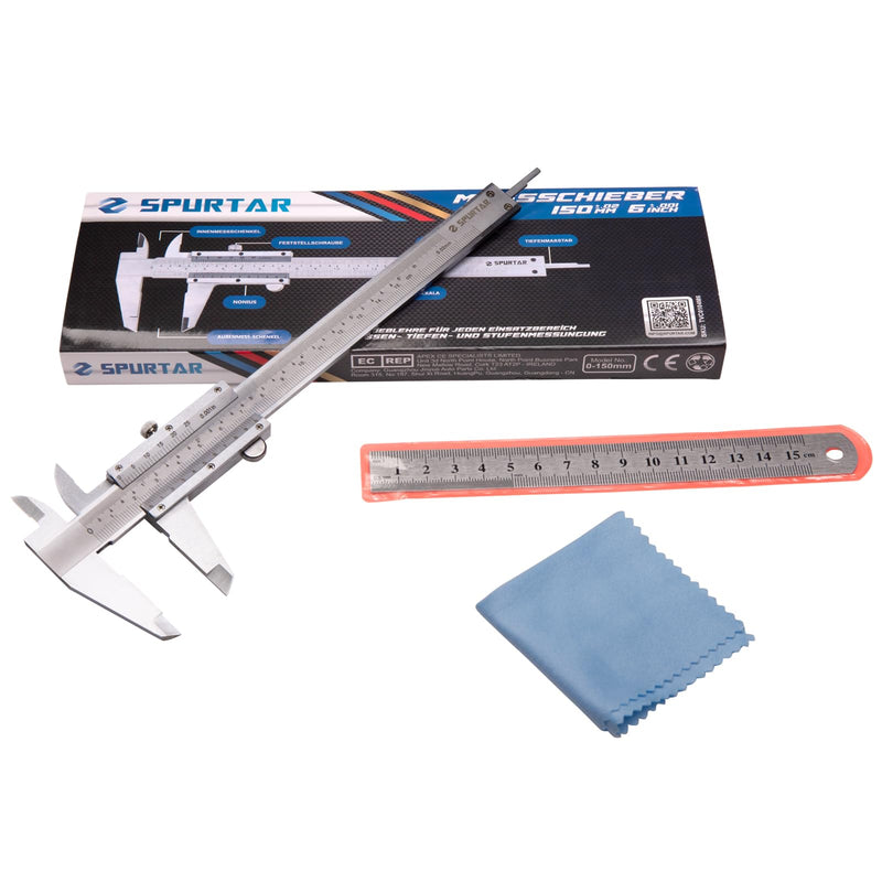 [Australia - AusPower] - Spurtar Vernier Calliper 150 mm / 6 Inch Calliper Analogue for Diameter Depth Step Measuring Accuracy: 0.02 mm / 0.001 Inch for Household DIY Jewellery Woodworking 