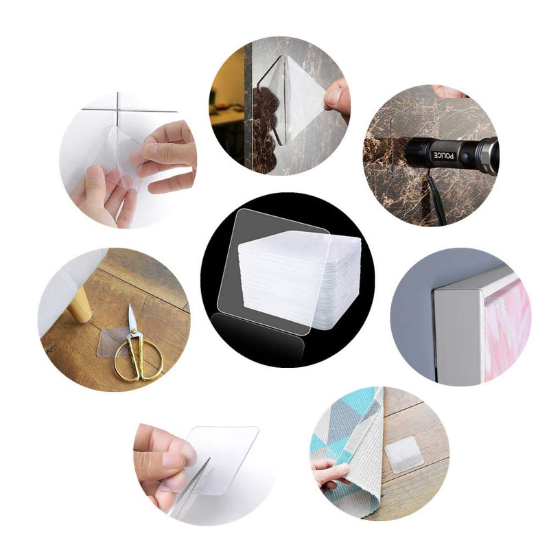 Double Sided Tape Heavy Duty Mounting Adhesive Tape 10PACK Clear Double Sided Tape for Walls Two Sided Tape Remover Waterproof Strong Squares 2.36 Inches Sticky for Wall Door Windows Crafts