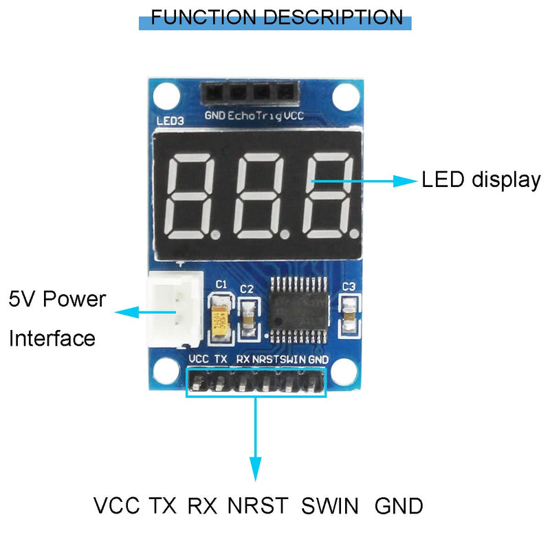 [Australia - AusPower] - 2 pcs HC-SR04P/SR04 Ultrasonic Sensor ranging Display Module 5V Test Board Display Range Finder LED Display Module with Dupont Cable for Arduino Robot 