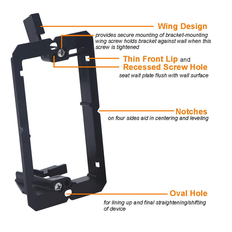 [Australia - AusPower] - VCE Low Voltage Mounting Bracket (1 Gang, 5 Pack) for Single Gang Wall Plate, Telephone Wires, Network Cables, HDMI, Coaxial, Speaker Cables, Black 