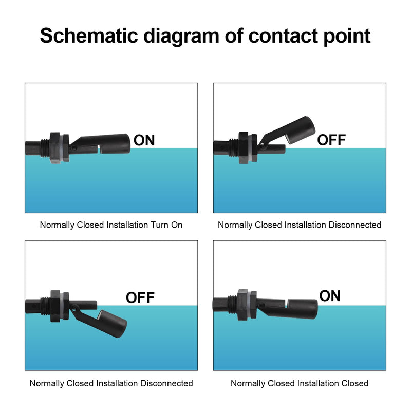Joycabin 5pcs Float Switch Water Level Sensor Level Switch | Horizontal float switch for level detection for water tanks, aquariums and containers, reliable control black