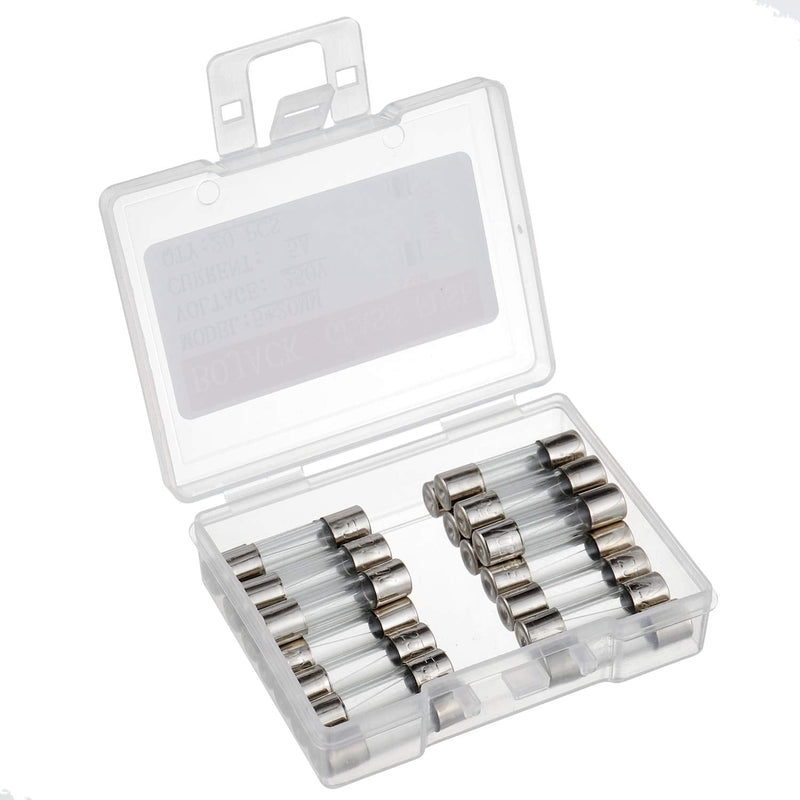 [Australia - AusPower] - BOJACK 5x20mm 5A 5amp 250V 0.2x0.78 Inch F5AL250V Fast-Blow Glass Fuses(Pack of 20 Pcs) 