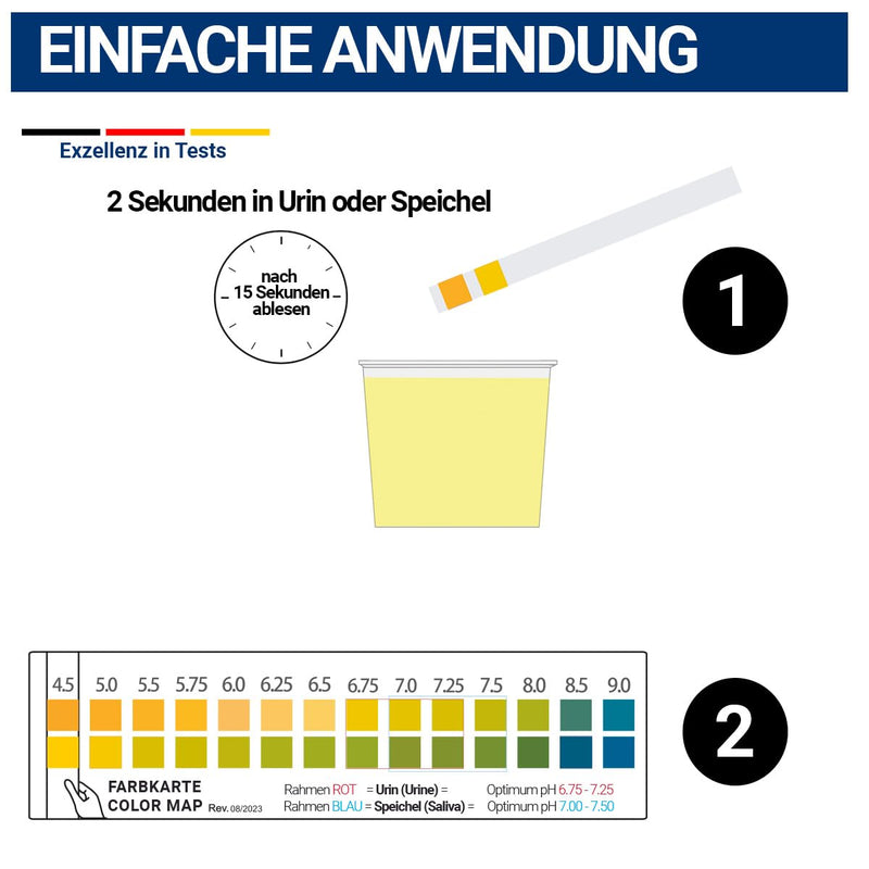 100 x pH Test Strips for Urine and Saliva, pH Value Test, Acid-Base Balance (Hyperacidity)