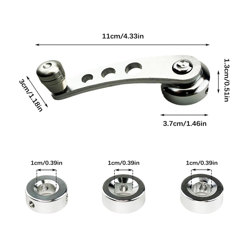 [Australia - AusPower] - 2Pcs Car Window Crank Handle, Aluminum Billet Car Wagon Door Window Winder with Hex Wrench and Screws, Window Riser Winder Crank Replacement Fit for Classic Car (Silver) Silver 