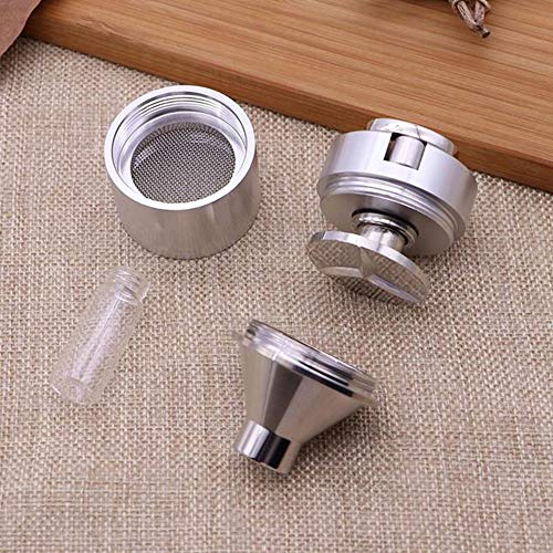 TopHomer Manual Powder Grinder with Glass Bottle, Silver