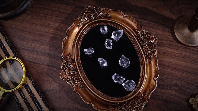 AceOrbit Black Obsidian Look Scrying Mirror, Vintage Frame, Oval 8 x 9.8 in Oval Style 8 x 9.8 Inch