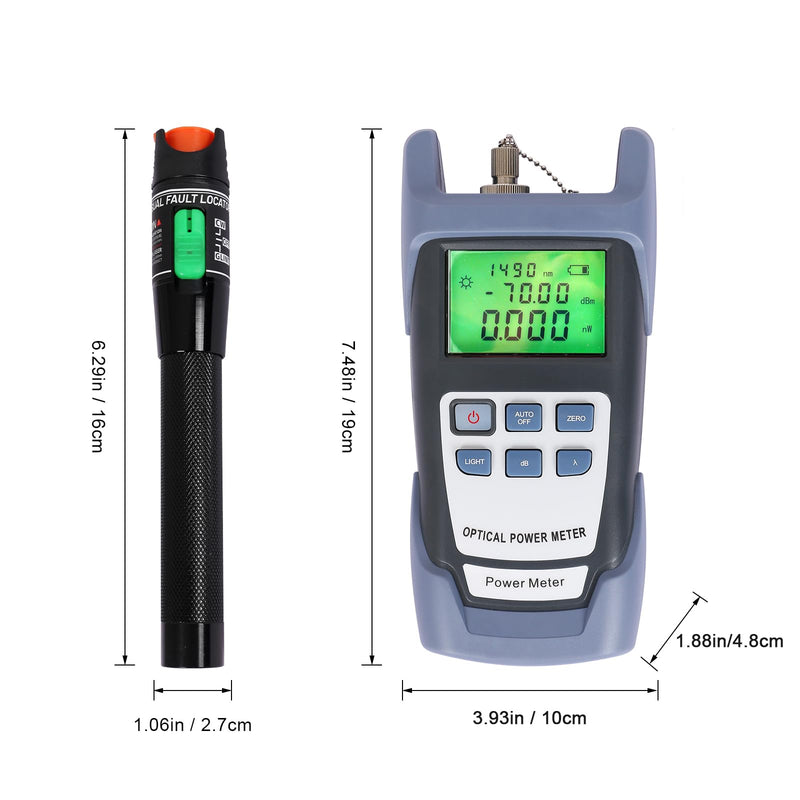 [Australia - AusPower] - Fiber Optic Tools Cable Tester FC SC Power Meter & 2.5mm 30mV Visual Fault Locator with Sc, Fc Connector and Shoulder Toolkit Green 