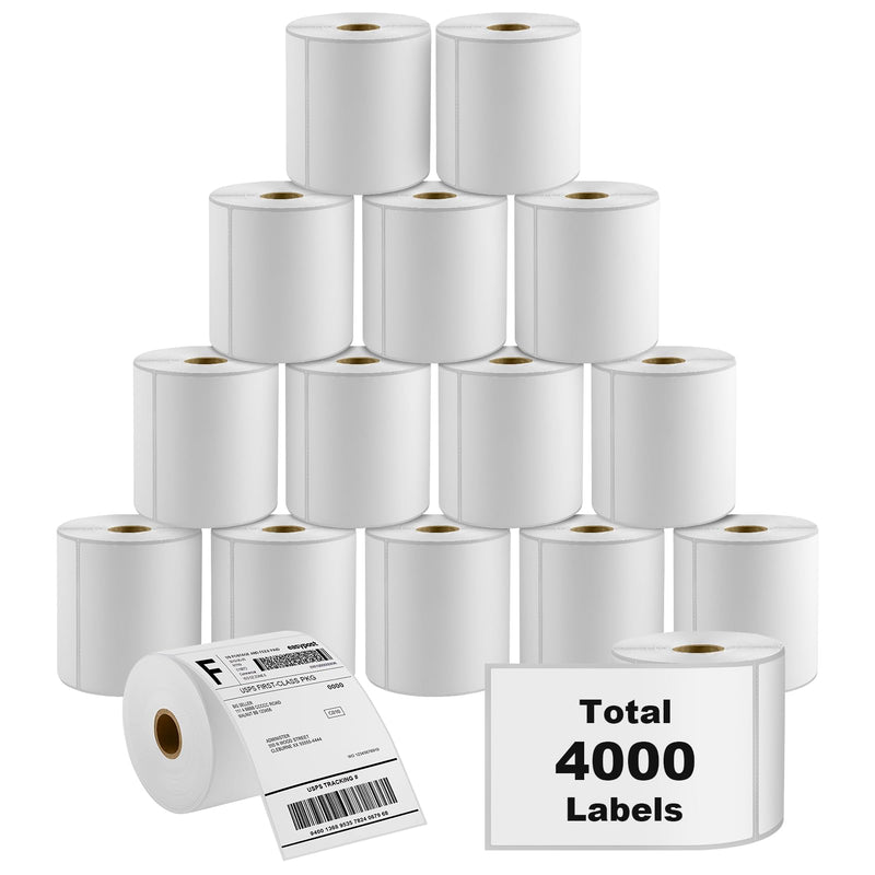 MaxGear 4" x 6" Direct Thermal Labels, 4000 Pcs/16 Rolls, Perforated White Mailing Shipping Package Labels, Commercial Grade, Permanent Adhesive, Compatible with Most Thermal Printers 16 Rolls